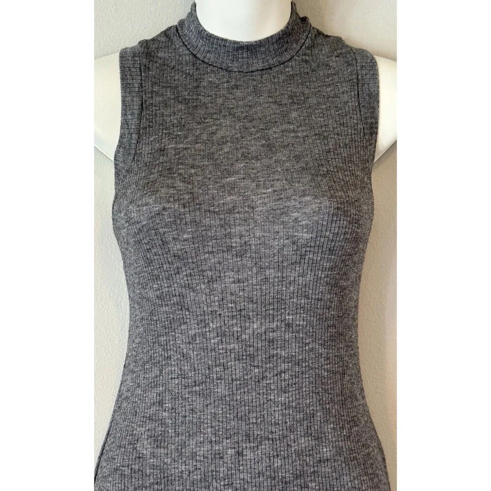 Madewell Ribbed Midi Dress Medium Heathered Gray Laine Wool Blend
